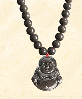Bianstone Laughing Buddha Pendant with Bianstone Beads Necklace