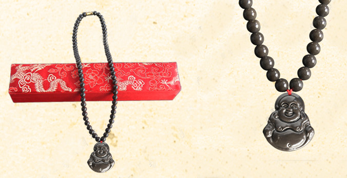bianstone buddha milefo pendant with bianstone beads necklace