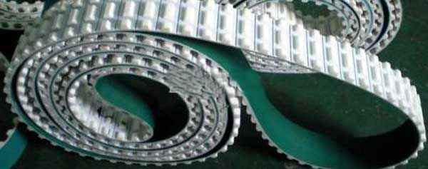 Timing Belt with Green Fabric Beside The Teeth