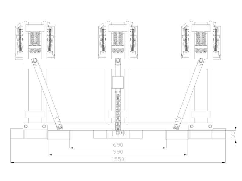 Heavy Duty Gator Grip Forklift 3 Drum Grabs Double Grip Head Type DG1080B drawing
