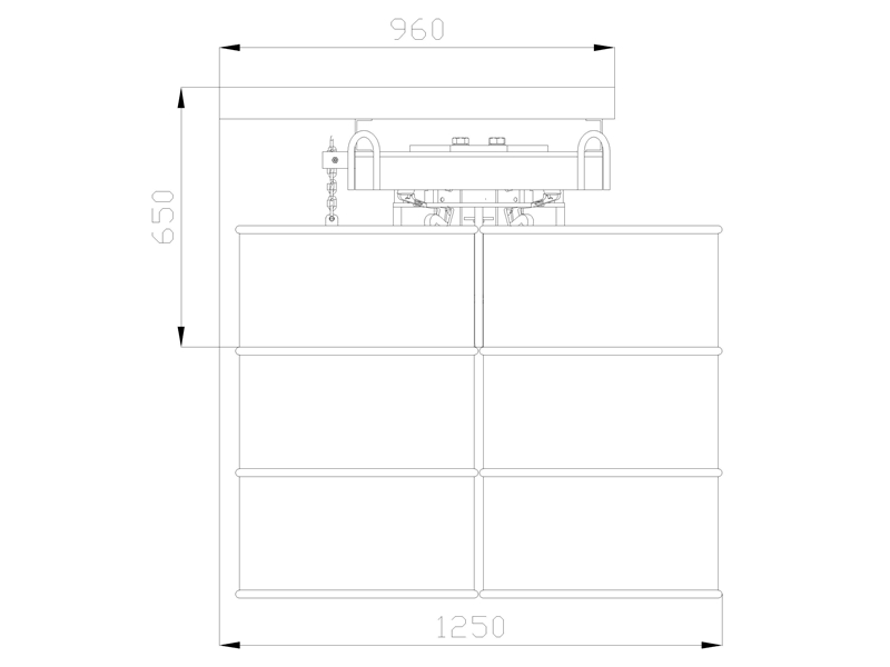 6 drums Lifter YL6, YL6 drum lifter, forklift Mounted 6 drum lifter drawing